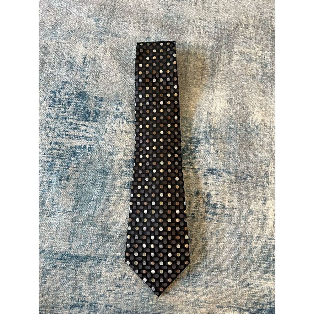 Croft & Barrow Gray Taupe Circles 100% Silk Tie